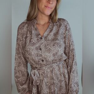 NWT Brown/Cream Paisley Mini Dress
